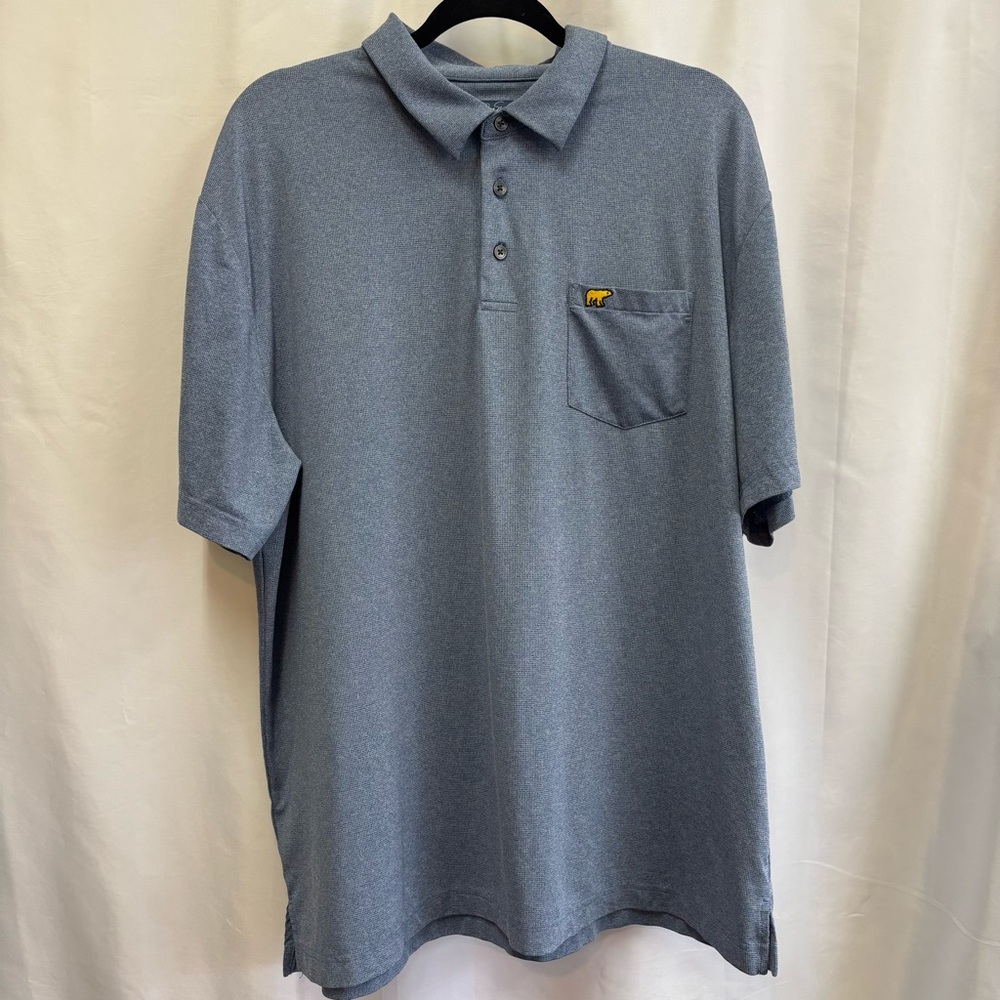 Jack Nicklaus Performance Polo Shirt Mens XL Heather Blue Stretch Golf Bear Logo